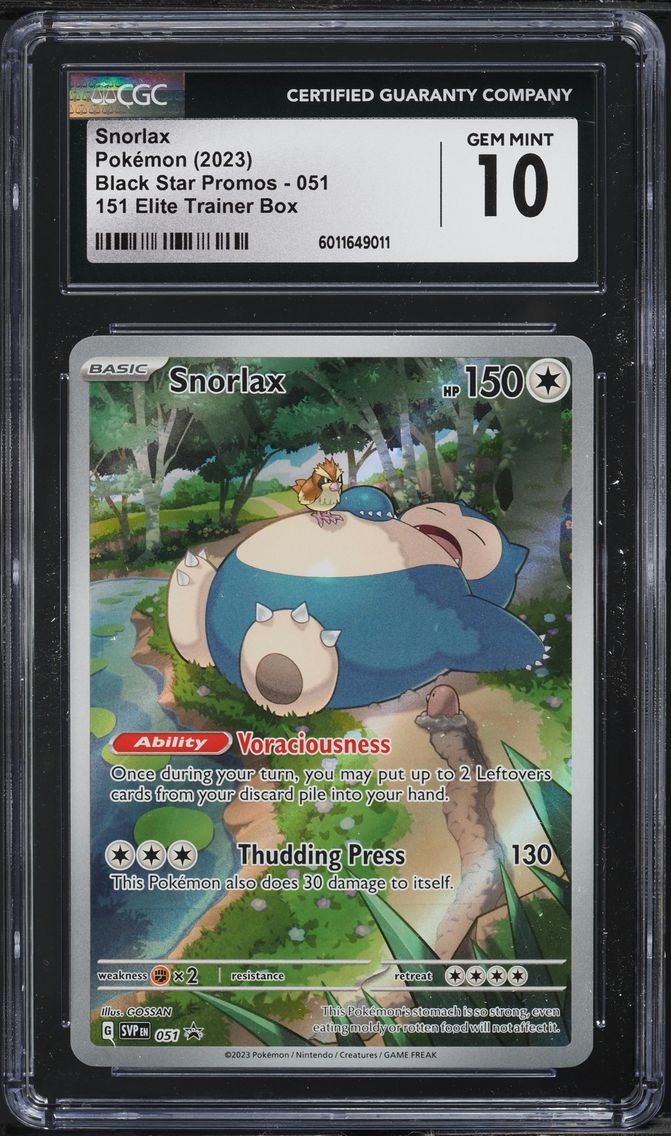 2023 #51 SV 151 BLACK STAR PROMO ETB SNORLAX CGC 10 POKEMON