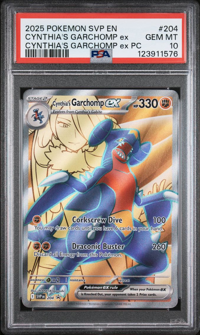 2025 #204 Cynthia's Garchomp EX PSA 10 Svp EN-SV Black Star Promo Pokemon