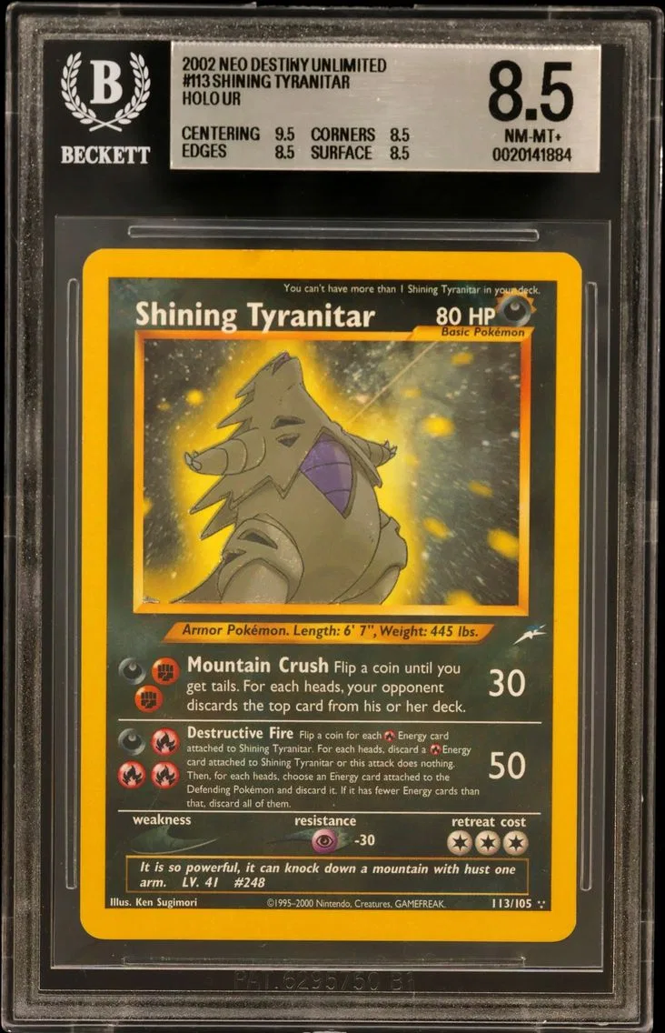 2002 #113 Shining Tyranitar HOLO R BGS 8.5 Neo Destiny Unlimited