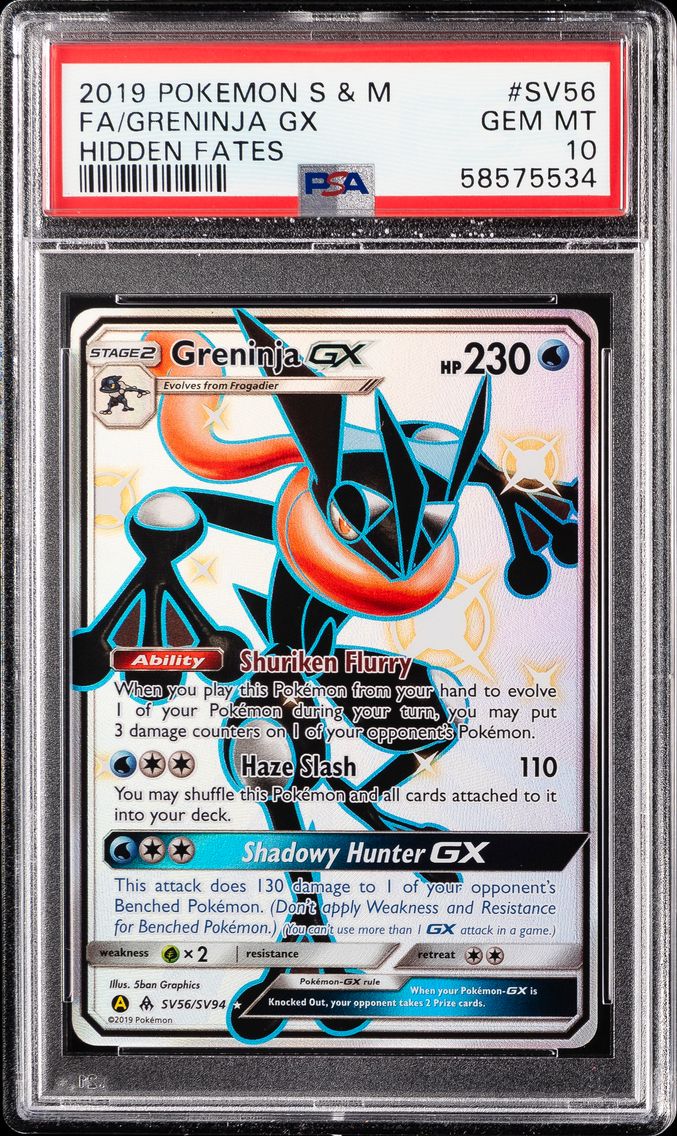 2019 #SV56 Full Art/Greninja GX PSA 10 Sun & Moon Hidden Fates Pokemon