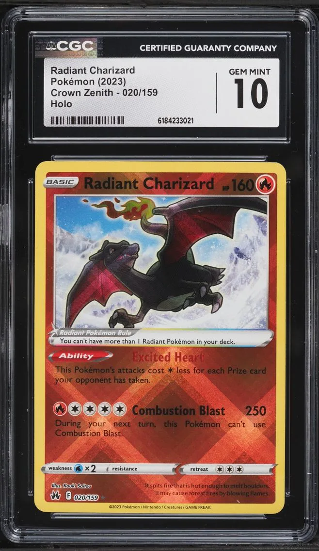 2023 #20 Radiant Charizard CGC 10 Pokemon Sword & Shield Crown Zenith Holo