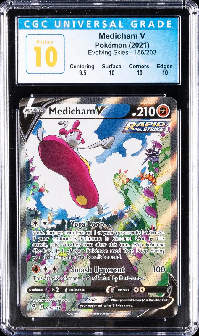 2021 #186 Full Art/Medicham V CGC 10 Pristine Sword & Shield Evolving Skies Pokemon