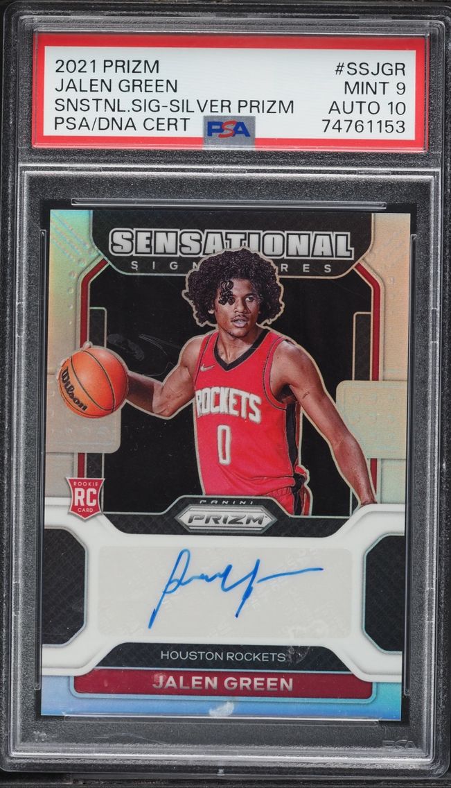 2021 #SS-JGR Jalen Green PSA 9 Panini Prizm Sensational Signatures Silver ROOKIE AUTO DNA 10
