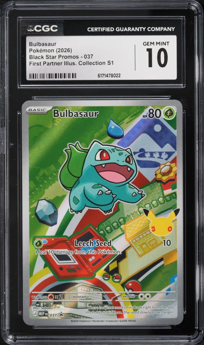 2026 Pokemon Mega Evolution Promo First Partner Illustration S1 Full Art Bulbasaur #37 CGC 10
