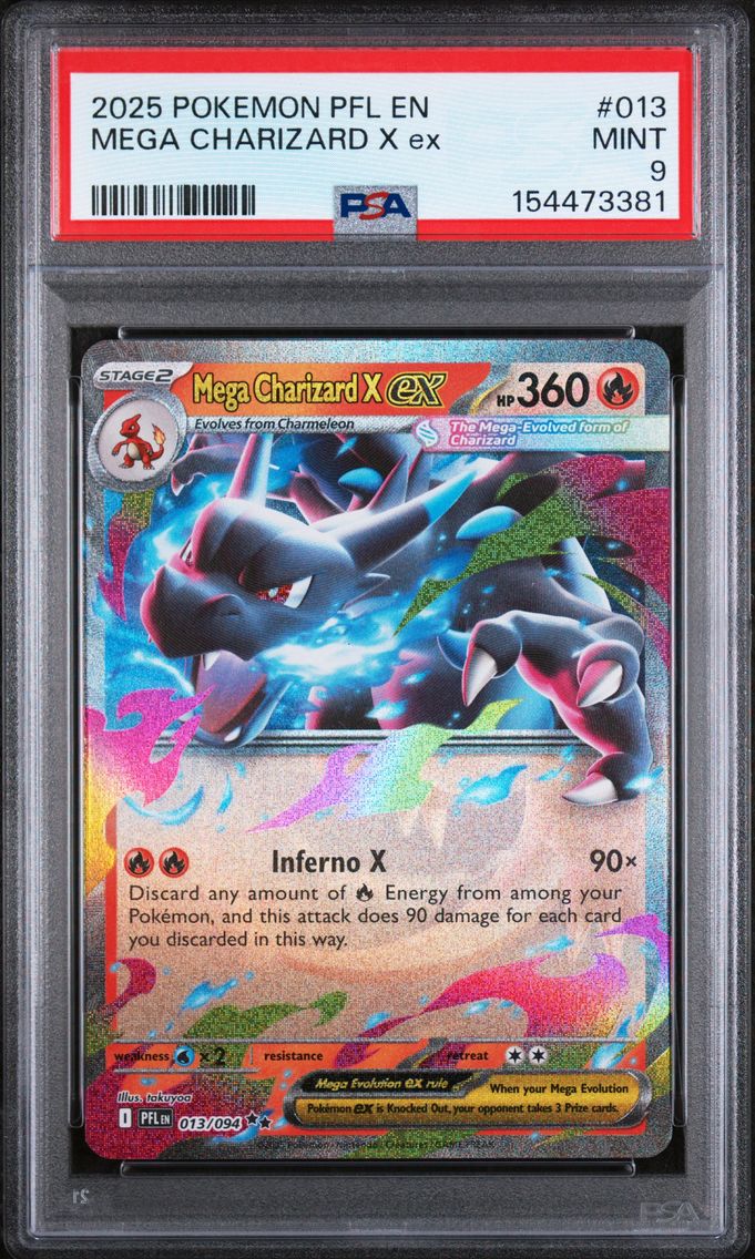 2025 #013 Mega Charizard X EX PSA 9 Pfl EN-Phantasmal Flames
