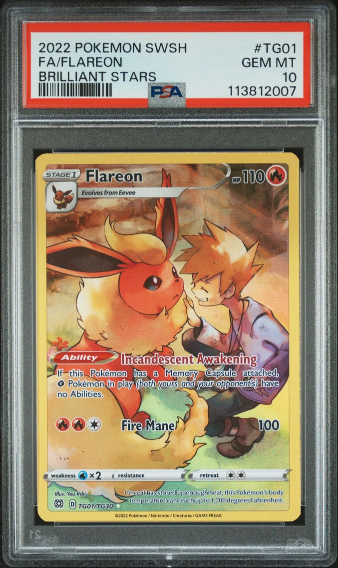 2022 #TG01 Full Art/Flareon PSA 10 Sword & Shield Brilliant Stars