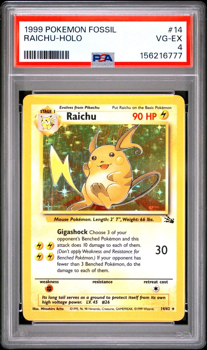 1999 #14 Raichu-Holo PSA 4 Fossil