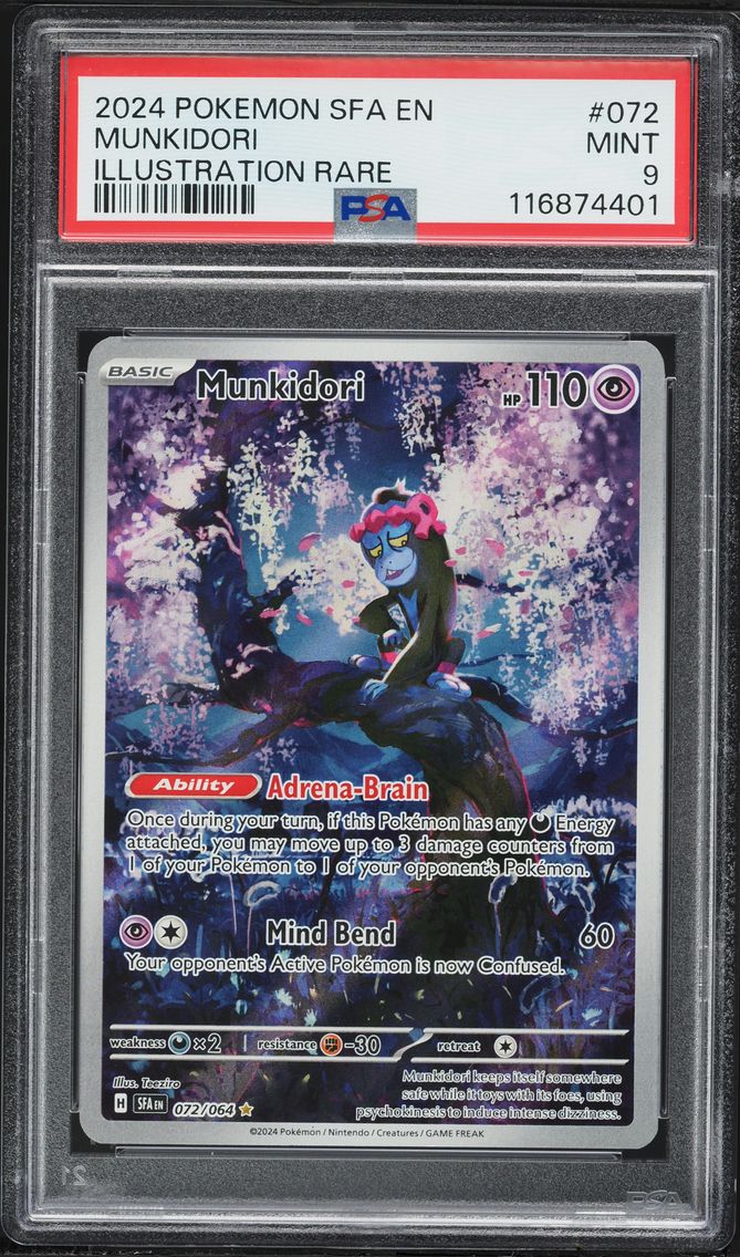 2024 #072 Munkidori PSA 9 Sfa EN-Shrouded Fable Pokemon