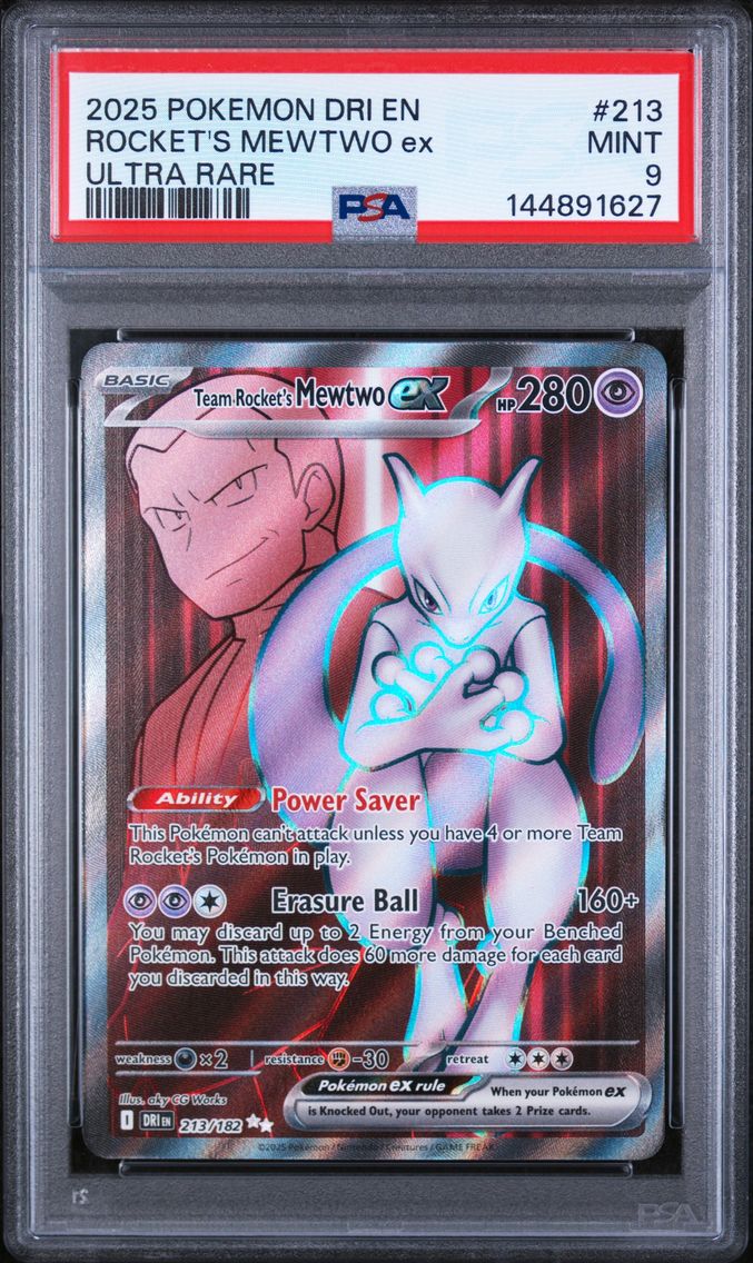 2025 #213 Team Rocket's Mewtwo EX PSA 9 Dri EN-Destined Rivals