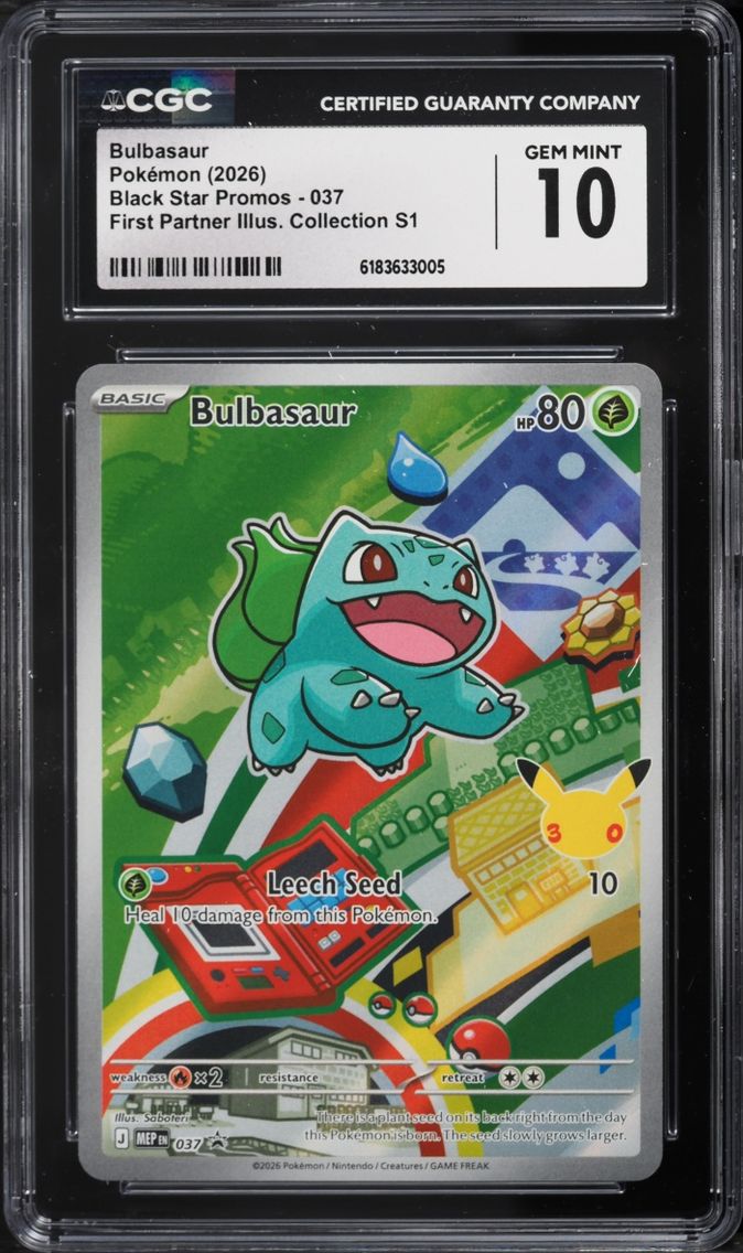 2026 Pokemon Mega Evolution Promo First Partner Illustration S1 Full Art Bulbasaur #37 CGC 10