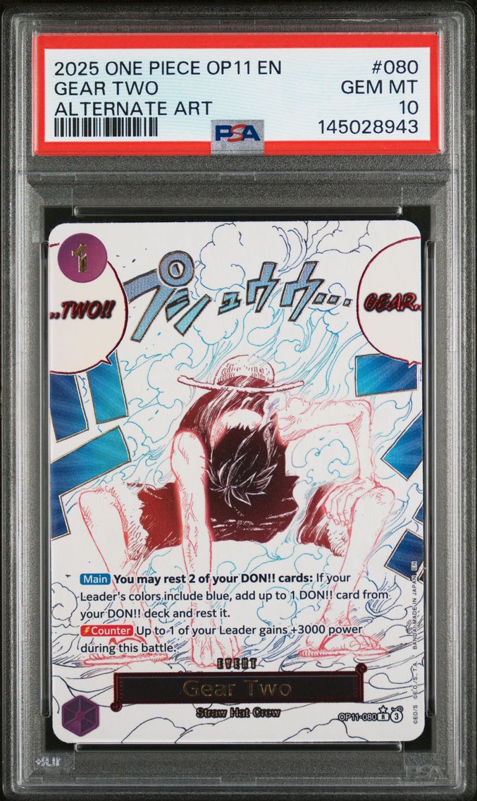 2025 #080 Gear Two PSA 10 One Piece OP11-A Fist of Divine Speed