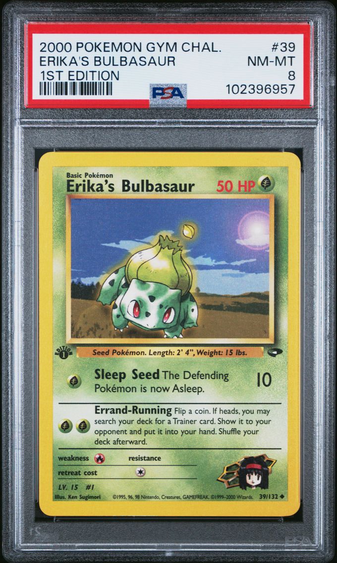 2000 #39 Erika's Bulbasaur 1st Edition PSA 8 Gym Challenge