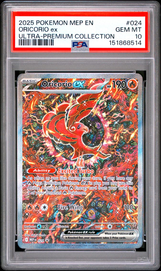 2025 #24 Oricorio EX PSA 10 Mega Charizard X EX Ultra-Premium Collection Pokemon Mep EN-Me Black Star Promo Pokemon