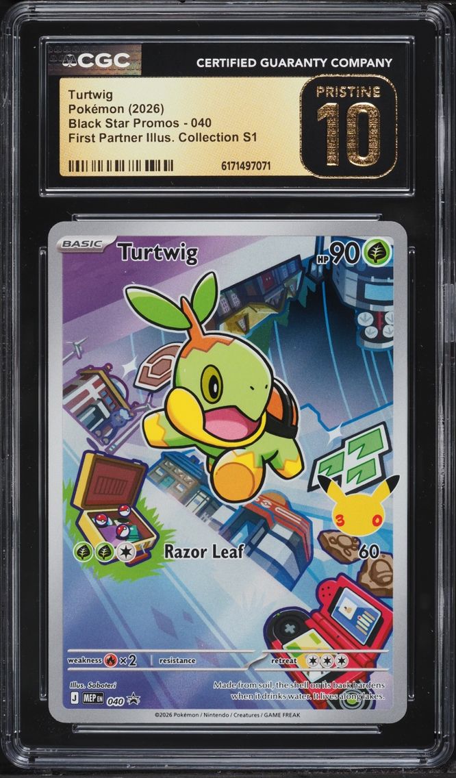 2026 Pokemon Mega Promo First Partner Illustration Full Art Turtwig #40 CGC 10 PRISTINE