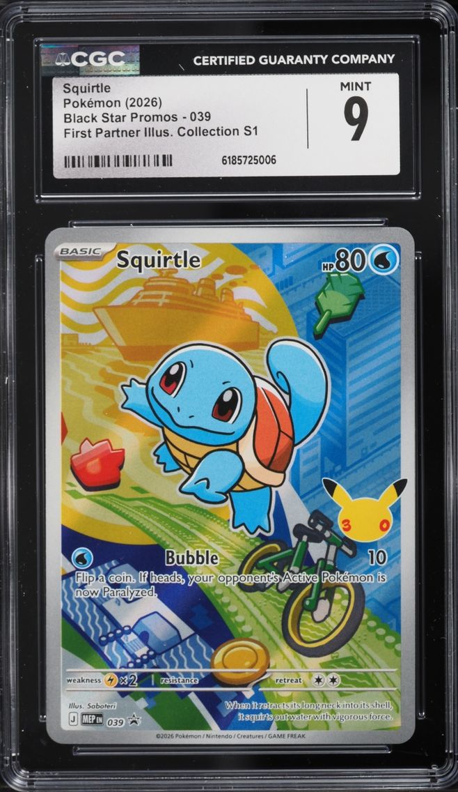2026 #39 Squirtle CGC 9 Pokemon Mega Evolution Promo First Partner Illustration Full Art