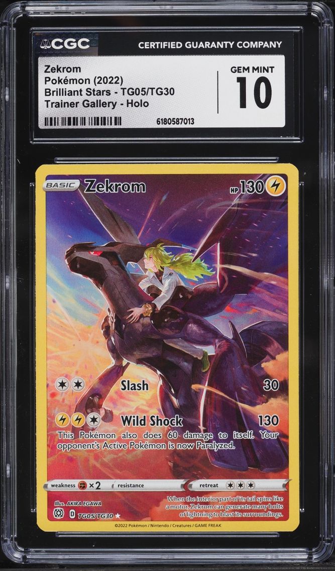 2022 Pokemon Sword & Shield Brilliant Stars Full Art Zekrom #TG05 CGC 10 GEM MINT