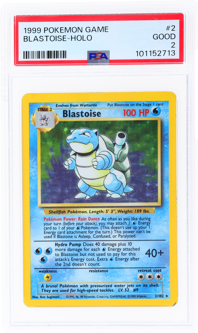 1999 #2 BASE SET HOLO BLASTOISE PSA 2 POKEMON