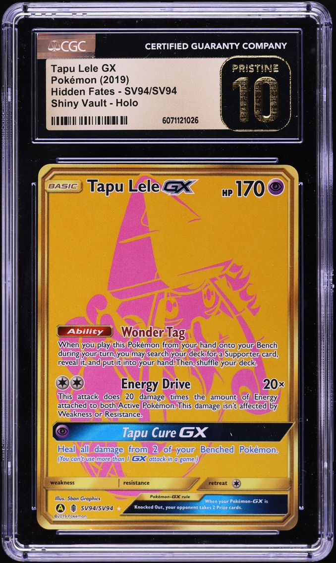 2019 #SV94 Full Art/Tapu Lele GX CGC 10 Pristine Sun & Moon Hidden Fates Pokemon