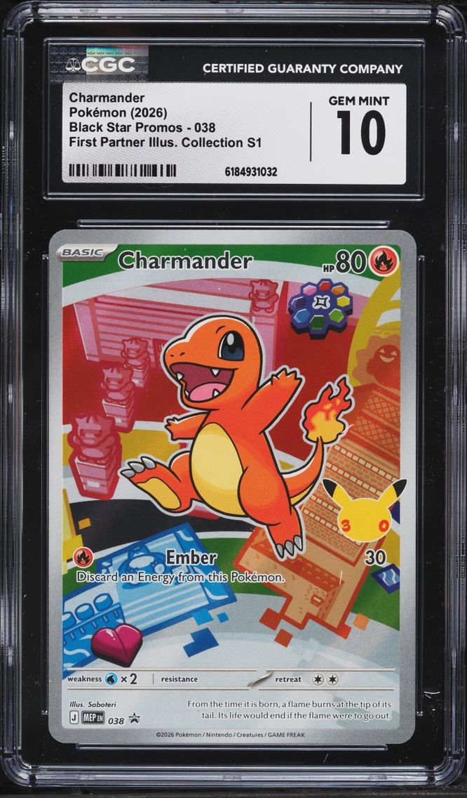 2026 Pokemon Mega Promo First Partner Illustration S1 Full Art Charmander #38 CGC 10 GEM MINT