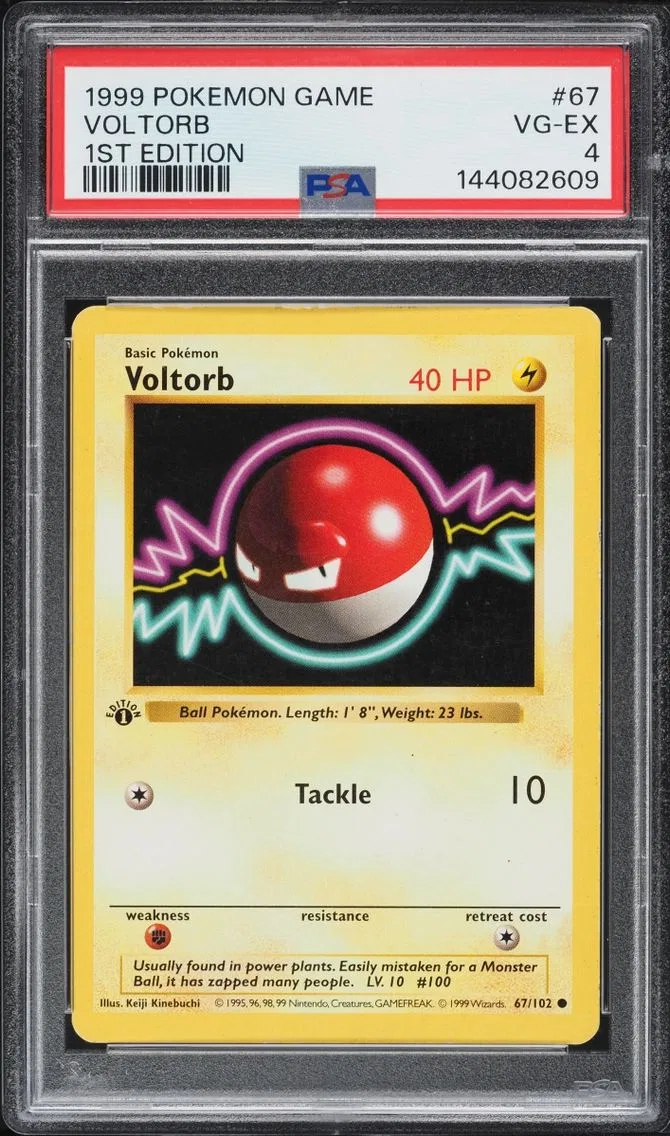 1999 Pokemon Base Set Shadowless 1st Edition Voltorb #67 PSA 4 VGEX