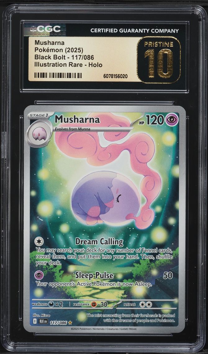 2025 #117 Musharna CGC 10 Pristine Black Bolt - BLK EN - English Pokemon