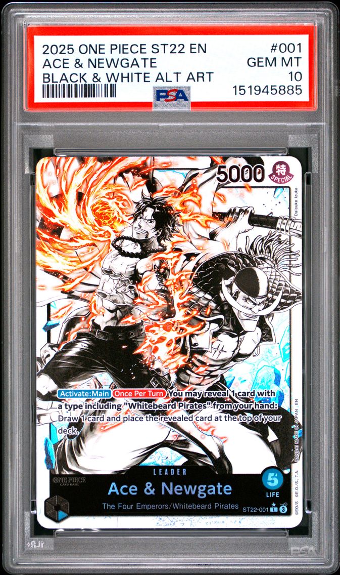 2025 #001 Ace & Newgate PSA 10 One Piece Starter Deck ST22-Ace & Newgate