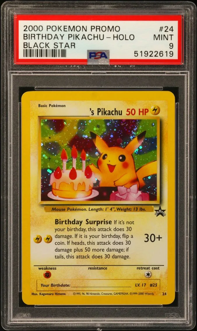2000 #24 Birthday Pikachu-Holo PSA 9 Promo Black Star