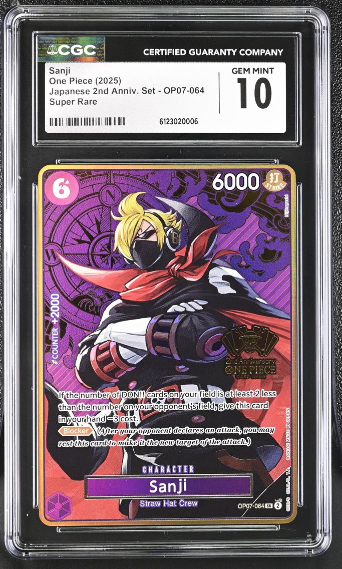 2025 #OP07-064 Sanji SR CGC 10 Japanese 2nd Anniversary Set - English