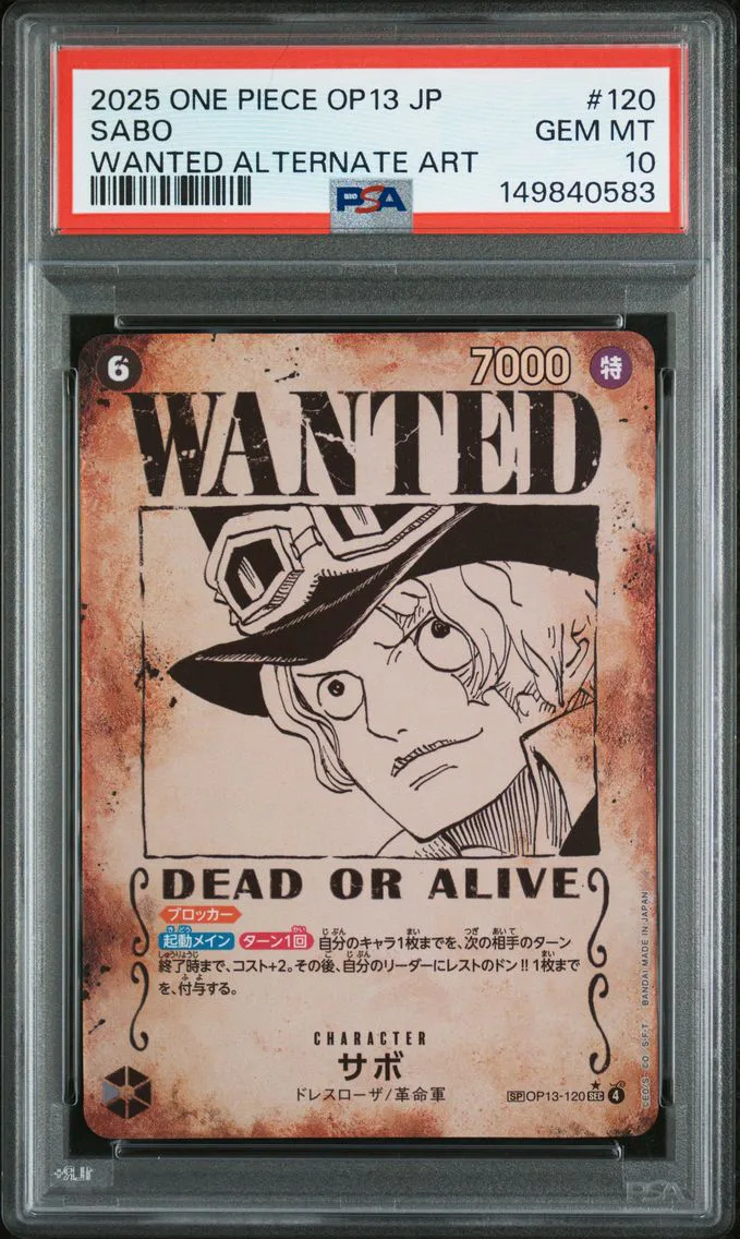2025 #120 Sabo PSA 10 One Piece Japanese OP13-Carrying on His Will