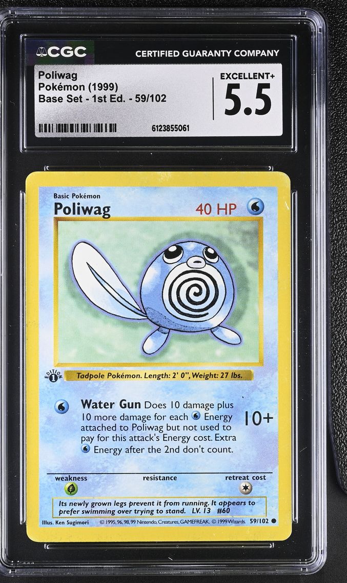1999 #59 Poliwag CGC 5.5 Base Set - 1st Edition - English