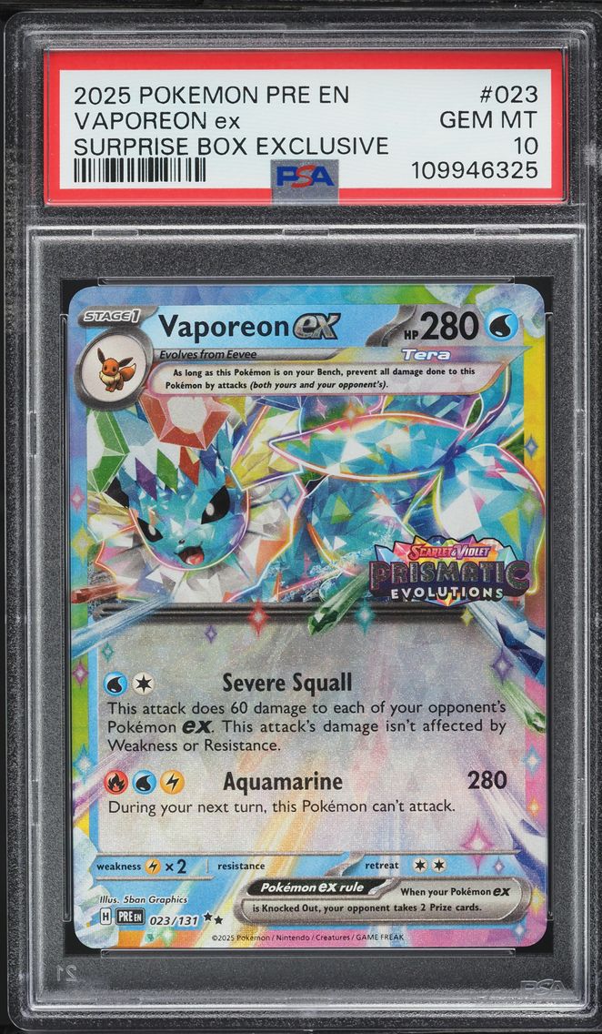 2025 #023 Vaporeon EX PSA 10 Pre EN-Prismatic Evolutions Pokemon