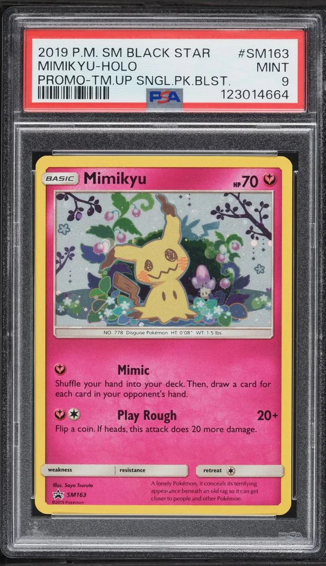 2019 Pokemon Sun & Moon Black Star Promo Team Up Holo Mimikyu #SM163 PSA 9 MINT