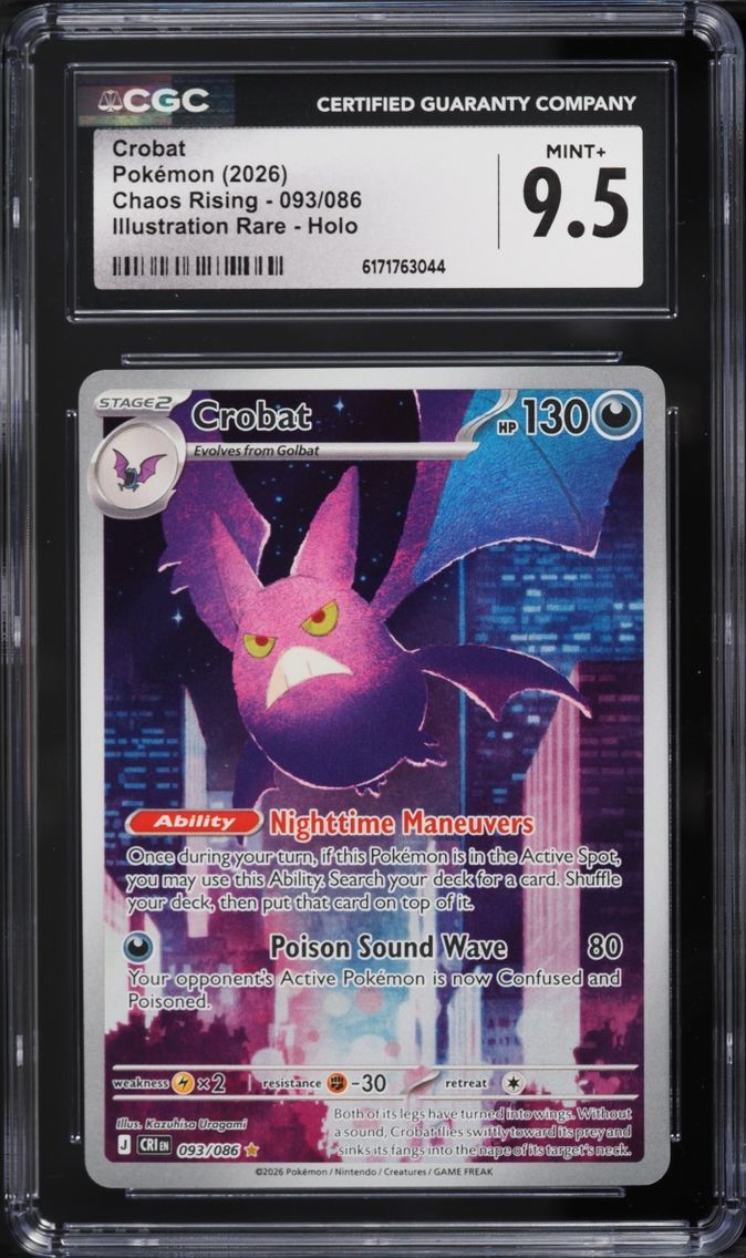 2026 Pokemon Mega Evolution Chaos Rising IR Crobat #093 CGC 9.5 MINT+