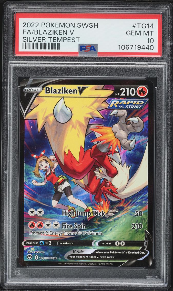 2022 #TG14 Full Art/Blaziken V PSA 10 Sword & Shield Silver Tempest Pokemon