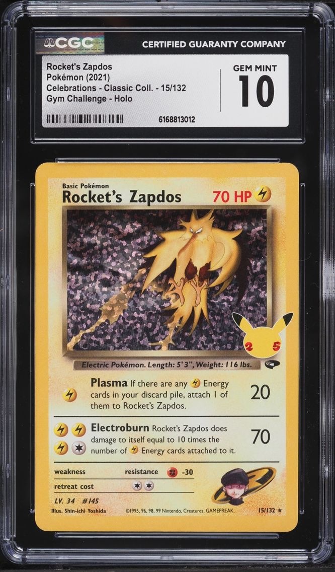 2021 Pokemon Sword & Shield Celebrations Classic Holo Rocket's Zapdos #15 CGC 10 GEM MINT
