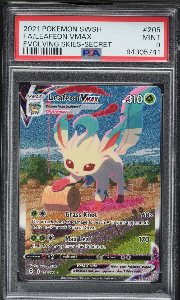 2021 #205 Full Art/Leafeon Vmax PSA 9 Sword & Shield Evolving Skies Pokemon