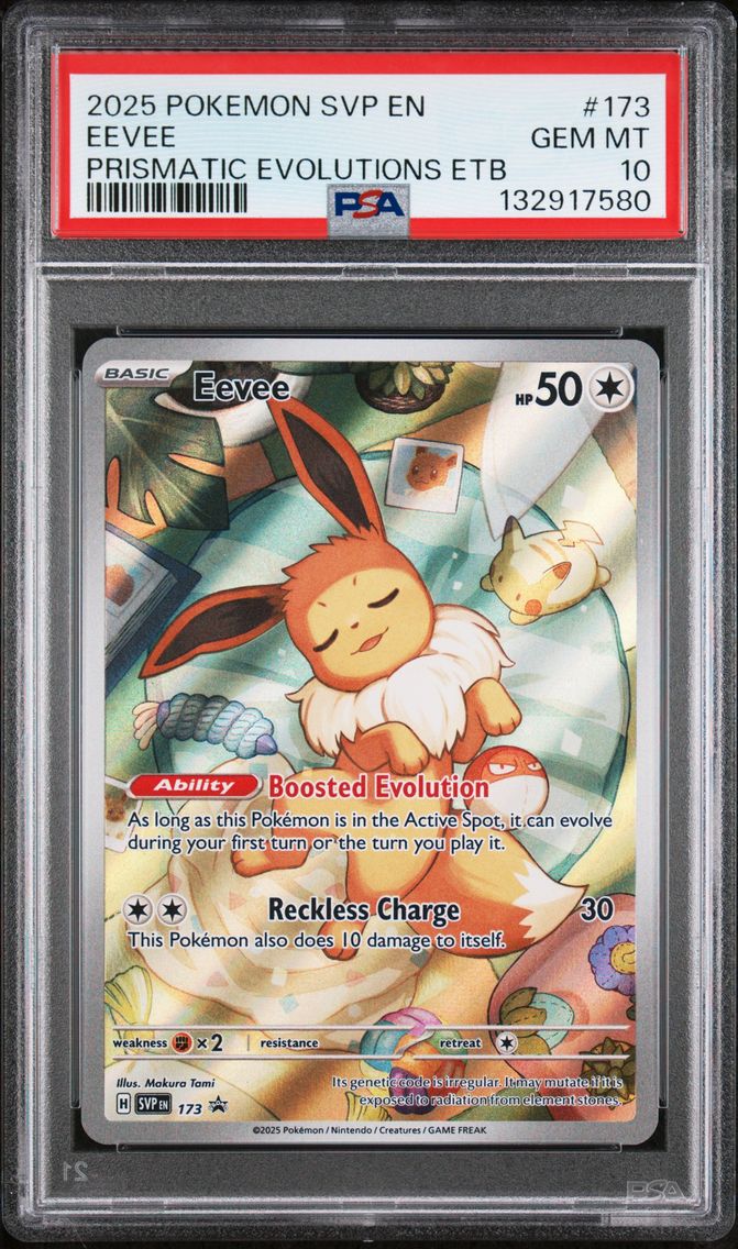 2025 #173 Eevee PSA 10 Prismatic Evolutions Elite Trainer Box Pokemon Svp EN-SV Black Star Promo Pokemon
