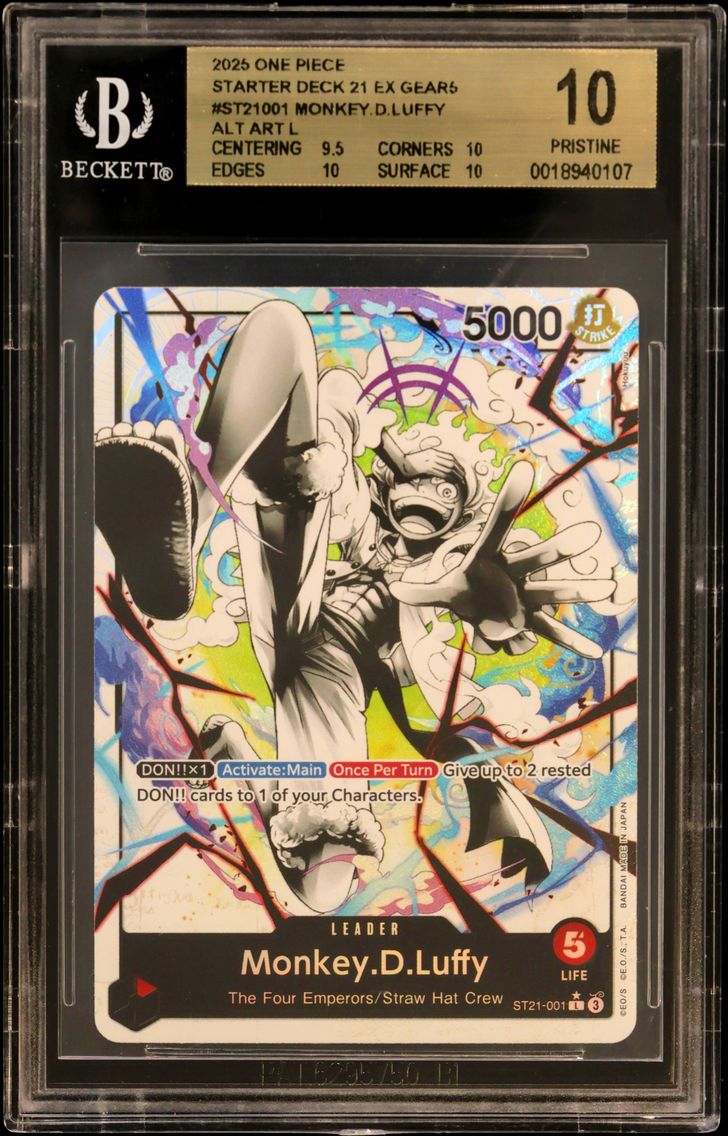 2025 #ST21001 Monkey.D.Luffy ALT ART L BGS 10 One Piece Card Game Starter Deck 21 EX -GEAR5-
