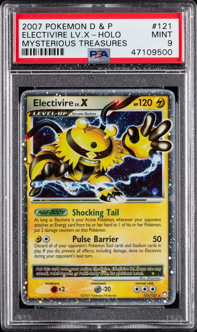 2007 #121 Electivire LV.X-Holo PSA 9 Diamond & Pearl Mysterious Treasures Pokemon