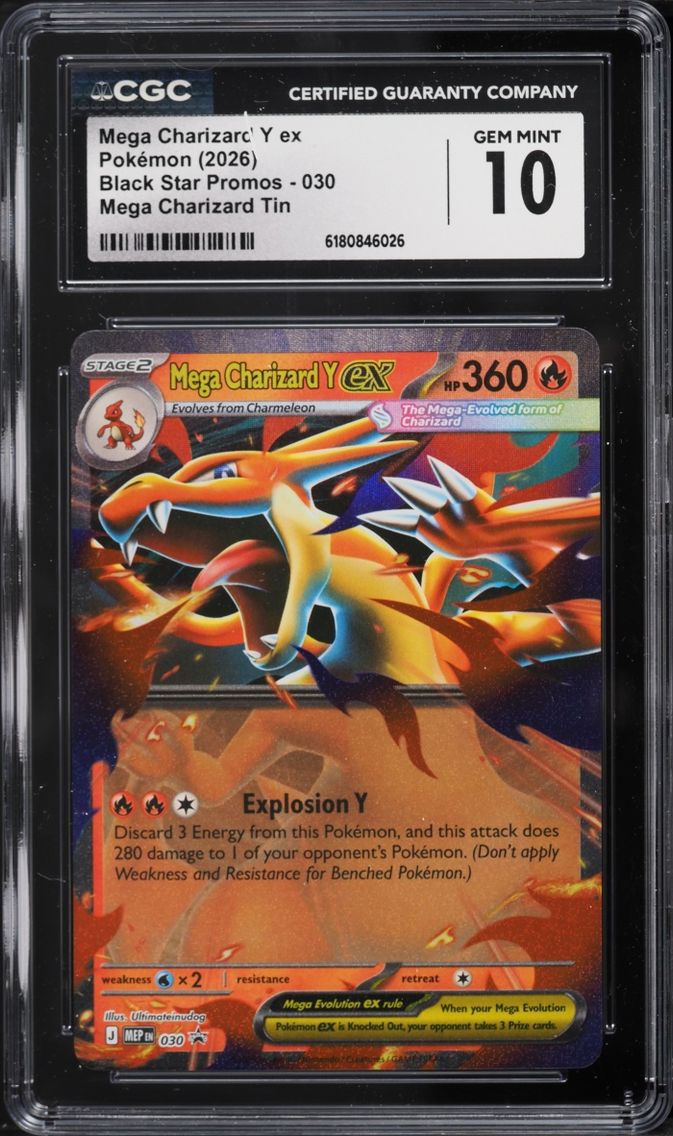 2026 Pokemon Mega Evolution Black Star Promo Tin Mega Charizard Y Ex #30 CGC 10 GEM MINT