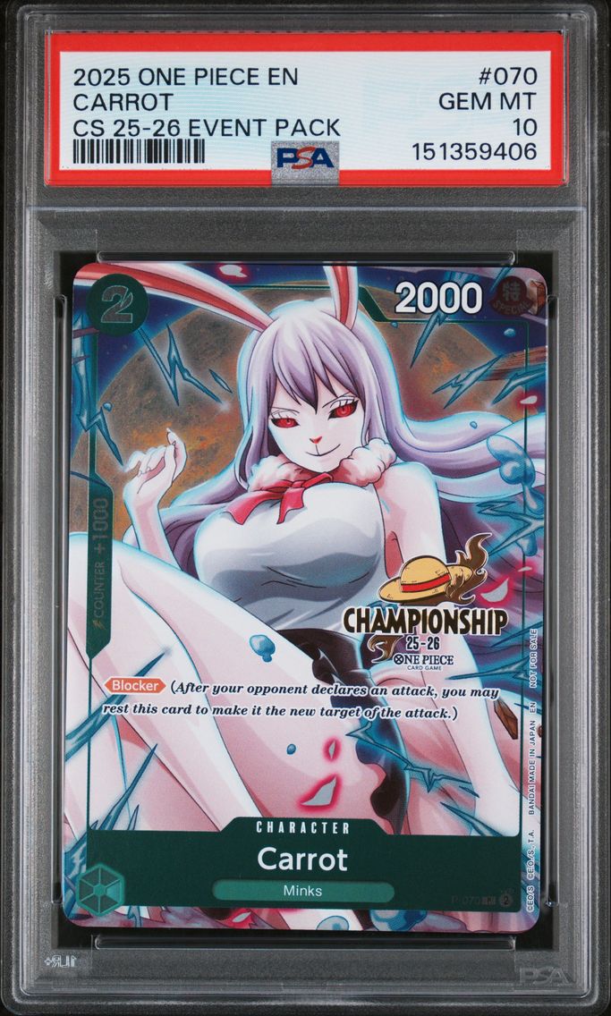 2025 #070 Carrot PSA 10 One Piece Championship 2025-26 Event Pack