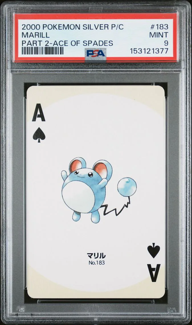 2000 #183 Marill PSA 9 Silver Version Part 2 Playing Cards