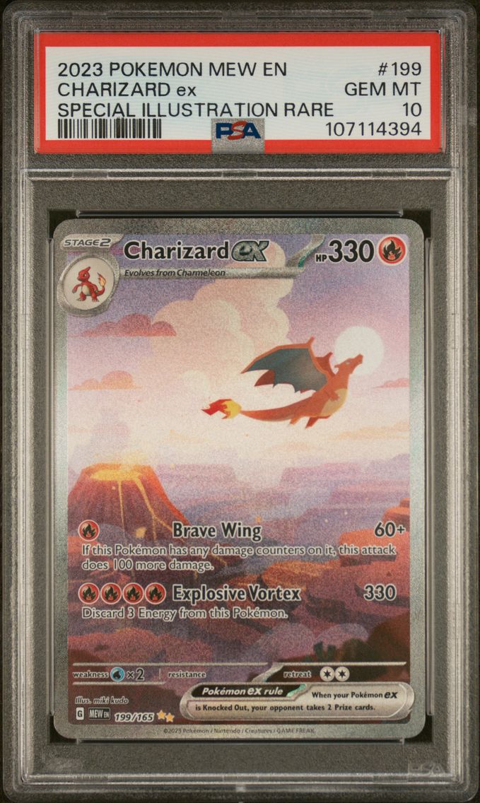 2023 #199 Charizard EX PSA 10 Mew EN-151