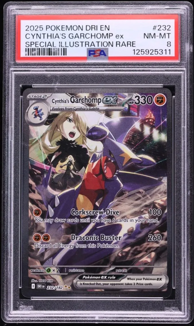 2025 #232 Scarlet & Violet Destined Rivals SIR Cynthia's Garchomp EX NM-MT PSA 8 Pokemon