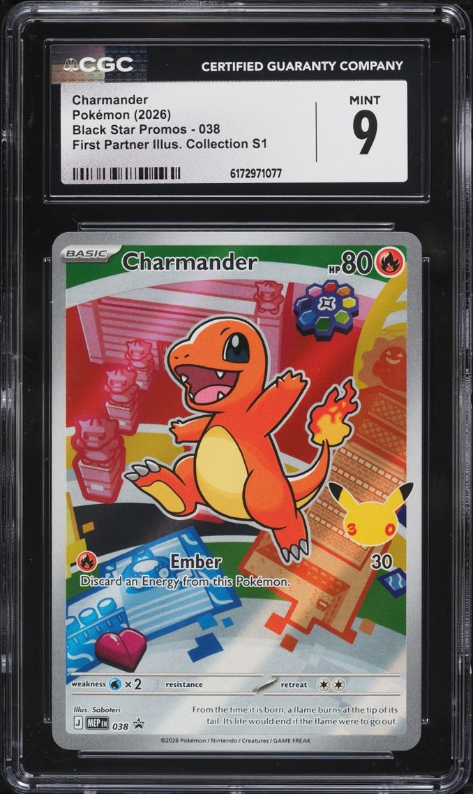 2026 Pokemon Mega Evolution Promo First Partner Illustration Full Art Charmander #38 CGC 9 MINT
