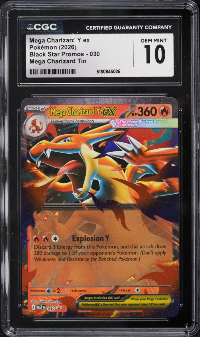 2026 Pokemon Mega Evolution Black Star Promo Tin Mega Charizard Y Ex #30 CGC 10 GEM MINT