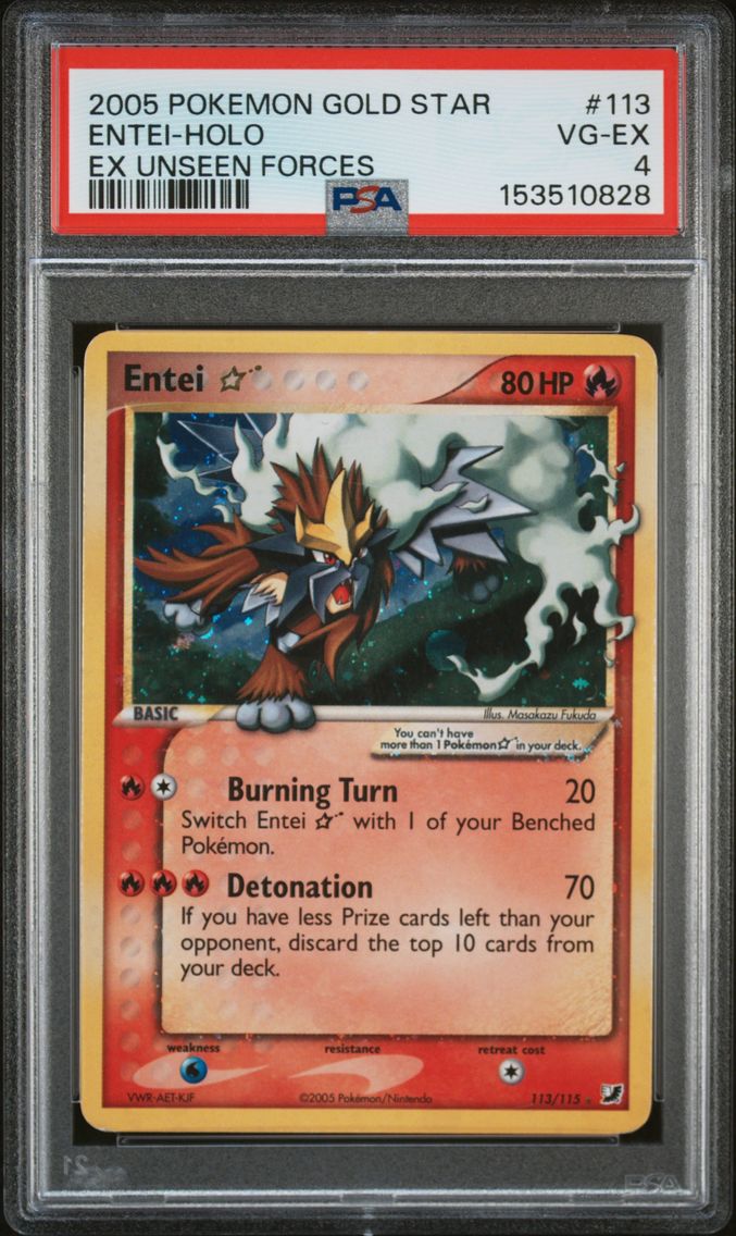 2005 #113 Entei-Holo Gold Star PSA 4 EX Unseen Forces