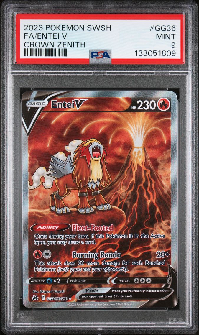 2023 #GG36 Full Art/Entei V PSA 9 Sword and Shield Crown Zenith Pokemon