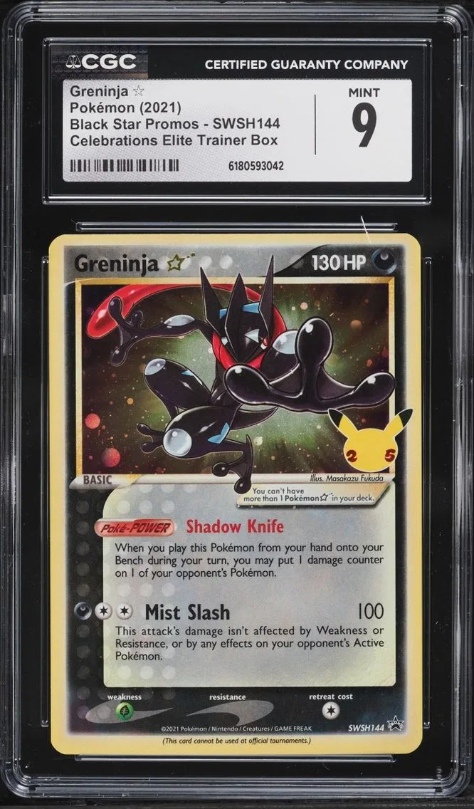 2021 Pokemon Sword & Shield Promo Celebrations ETB Holo Greninja Gold Star #SWSH144 CGC 9 MINT