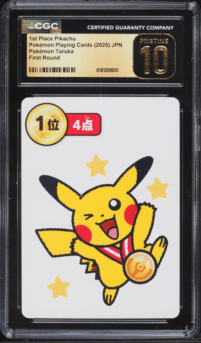 2025 Pokemon Japanese Playing Cards Taruka First Round 1st Place Pikachu CGC 10 PRISTINE